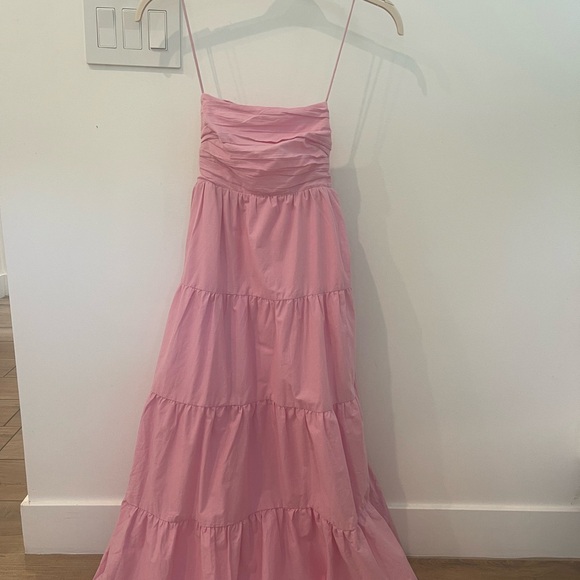Pink Tiered Strapless Maxi Dress - Picture 2 of 4